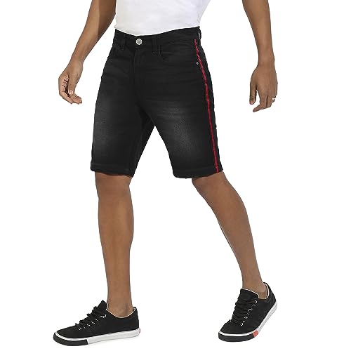 Campus Sutra Mens Boyfriend Shorts (CBSSSM23JN_SHORT3L_M_PLN_BL_Black