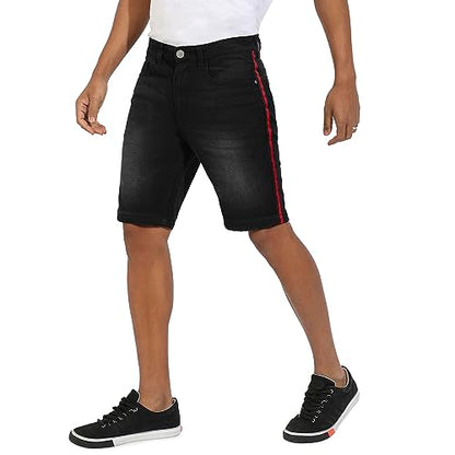 Campus Sutra Mens Boyfriend Shorts (CBSSSM23JN_SHORT3L_M_PLN_BL_Black