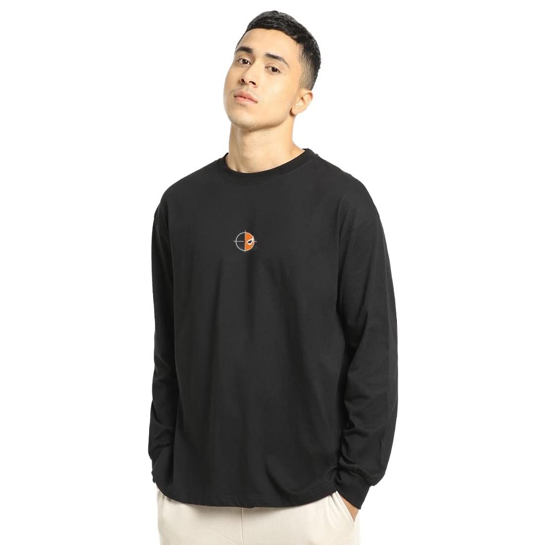 Bewakoof Mens Graphic Print 100% Cotton T-Shirt- Oversized Fit, Round Neck, Long Sleeves