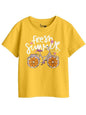 Bon Organik Girls Printed Pure Cotton Applique T-Shirt Yellow