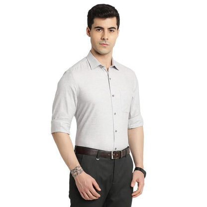 Turtle Men 100% Cotton Grey Solid Slim Fit Formal Shirts