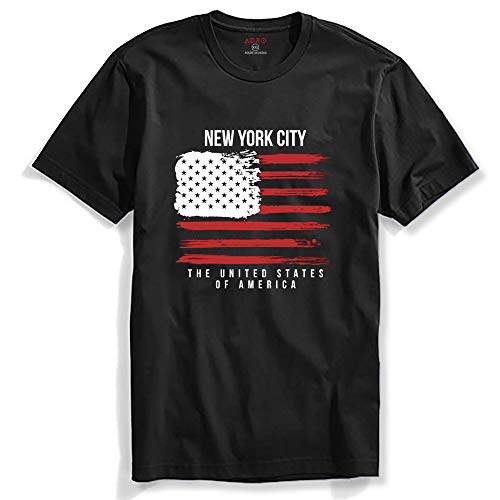ADRO USA American Flag Printed Cotton T-Shirts for Men (R22-M-NWW-BL_Black_XL)