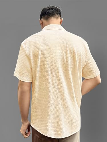 Pinkmint Mens Solid Classic Fit Shirt Beige