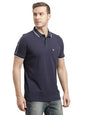 Turtle Men Cotton Stretch Blue Solid Polo T-Shirt
