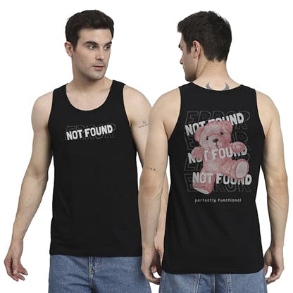Peppyzone Mens S to 5XL Stylish Cotton Printed Vests for Men | Round Neck, Slim Fit, Sleeveless T-Shirt Vest for Men | Casual I