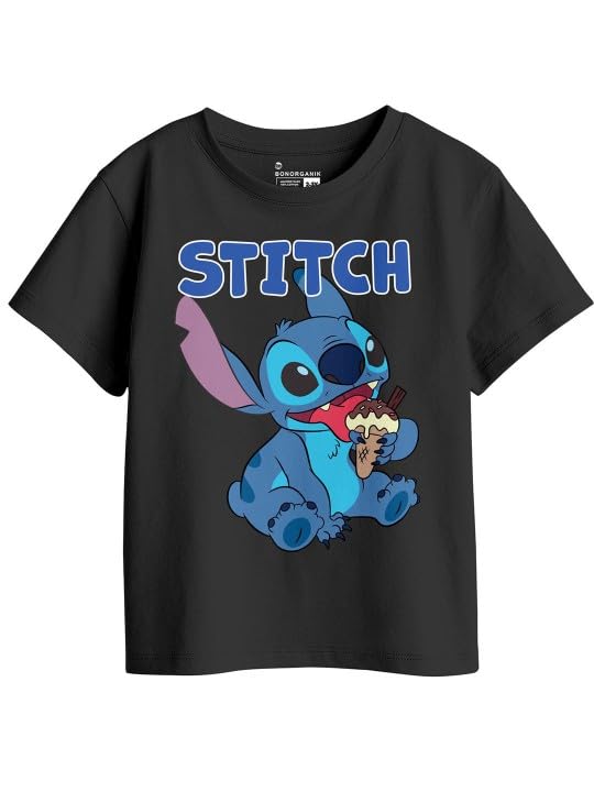 Bon Organik Girls Oversized Fit T-Shirt (BON16126_Black