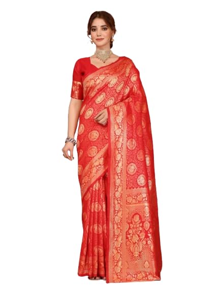 Varanga Women Banarasi Saree With Blouse Piece