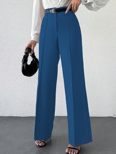 Shasmi Womens Solid Morpeach Color High Waist, Wide Straight-Leg Loose Fit, Front Button Closure, Simple Daily Casual Long Pant