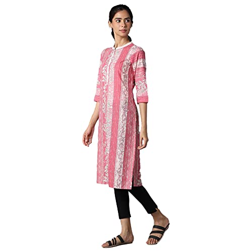 Aurelia Women? Floral Printed Straight Pure Cotton Kurta | Lightweight Mandarin Collar Kurta for Women Cotton | Floral Printed Kurta for Women | Soft & Breathable Regular Fit Kurta for Women