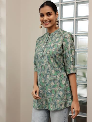 Libas WomenS Silk Blend Printed Straight Kurtis (58160O_Green