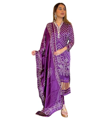 Fashion Basket Wedani Chanderi Kurta Set For Women Purple