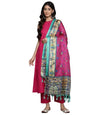 Varanga Women Pink Halter Neck Solid Kurta Paired With Tonal Bottom And Bhagalpuri Printed Dupatta