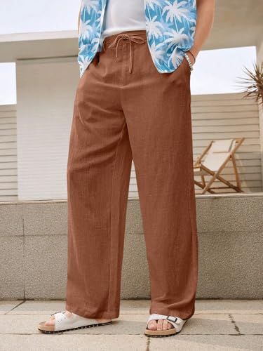 Greciilooks Trouser Pant For Men | Loose Fit Man Track Pants | Formal Causal Regular & Relaxed Cargo | Summer| Stretchable Brown