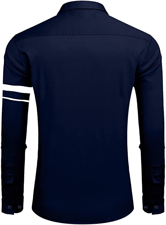 Bellstone Mens Solid Regular Fit Shirt (B-8200_Navy Blue