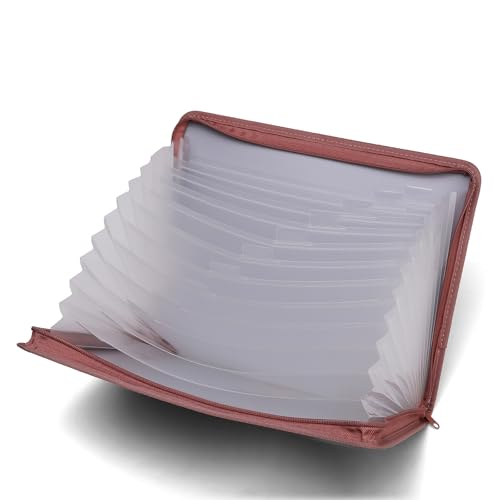 Neomate 13-Pocket Expanding File Folder with Sticky Labels | A4/Letter Size Accordion Organizer with Zipper Closure | Certificat