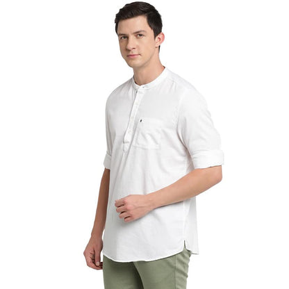 Turtle Men Pure Cotton Solid Kurta Shirts White
