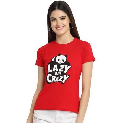 Preneum Womens Cotton Regular Fit Latest Graphic Stylish Printed Short Sleeves Casual T-Shirt || Trending & Style (Pack 4), Red