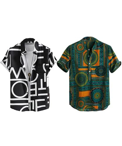 LookMark Mens Cotton Blend Casual Beach Wear Shirts | Stylish Printed Shirts for Men | Comfortable Summer Wear | Party, Vacatio