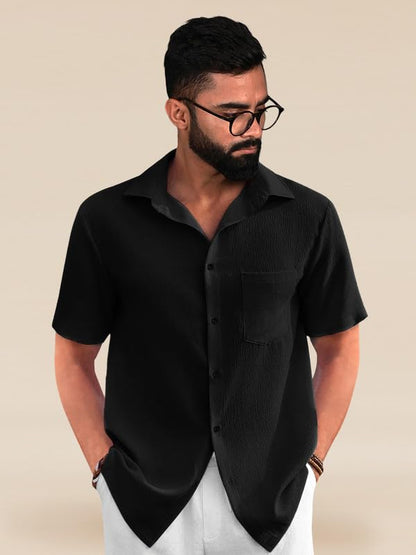 Tee Projekt Textured Shirts for Men || Casual Shirt for Men || Comfortable and Stylish for Every Wardrobe Black