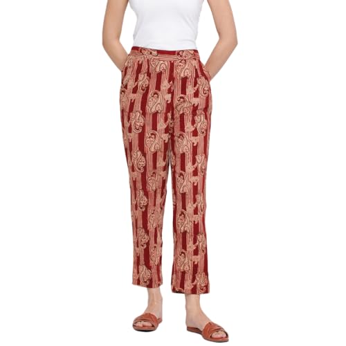 Fabindia WomenS Fitted Casual Pants (20024938_Maroon