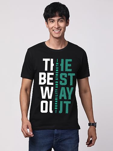 ADRO Motivational Quote Printed T-Shirt for Men - 100% Cotton, Regular Fit, Soft Breathable Fabric. (RN23-M-BEST-BL_Black)