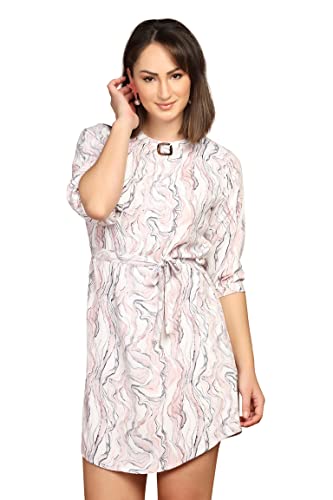 Leriya Fashion Western Dress for Women || Rayon Marble Printed Short Dresses for Women || Front Plated Neck with Buckle || Casua