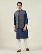 Fabindia Men'S Indigo Cotton Ajrakh Printed Nehru Jacket (100511601