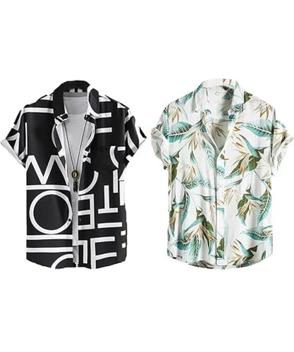 LookMark Mens Cotton Blend Casual Beach Wear Shirts | Stylish Printed Shirts for Men | Comfortable Summer Wear | Party, Vacatio