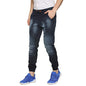 Campus Sutra MenS Classic Blue Dark-Washed Regular Fit Denim Jeans With Drawstring Premium Stretchable Cotton Mid-Rise Crafted W