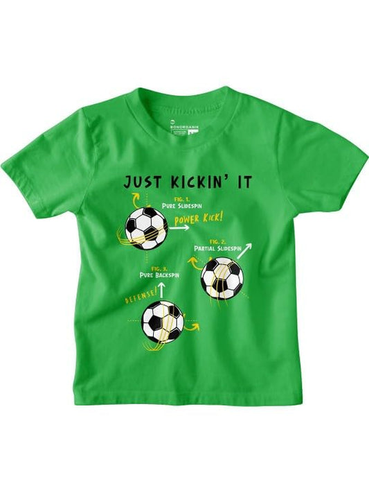 Bon Organik Boys Graphic Printed Round Neck Cotton T-Shirt Green