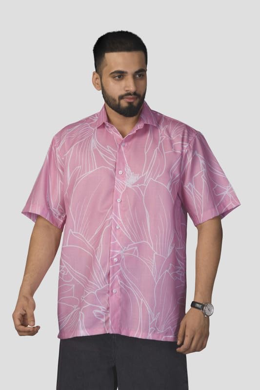 Brown Culture MenS Cotton Blend Abstract Print Shirt With Spread Collared Half Sleeves Standard Length And Button Down Closure