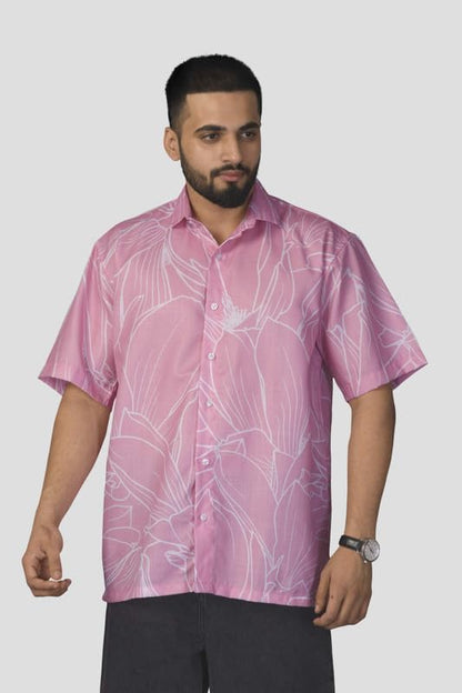 Brown Culture MenS Cotton Blend Abstract Print Shirt With Spread Collared Half Sleeves Standard Length And Button Down Closure