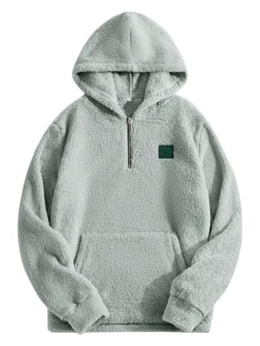TAGAS Unisex Fleece Hoodie  Ultra Soft Sherpa Pullover with Half-Zip & Kangaroo Pocket Sweatshirt Hoodie