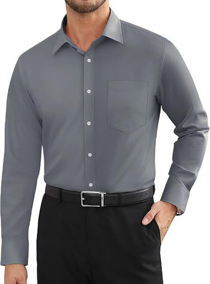 CB-COLEBROOK Mens Cotton Casual Classic Design Button Up Shirt with Chest Pocket, Male Clothes for Spring and Fall Business Occ
