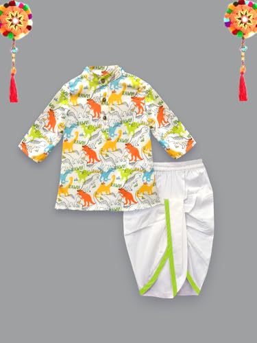 A.T.U.N. (ALL THINGS UBER NICE) Dianosaur Print Kurta & Dhoti Set
