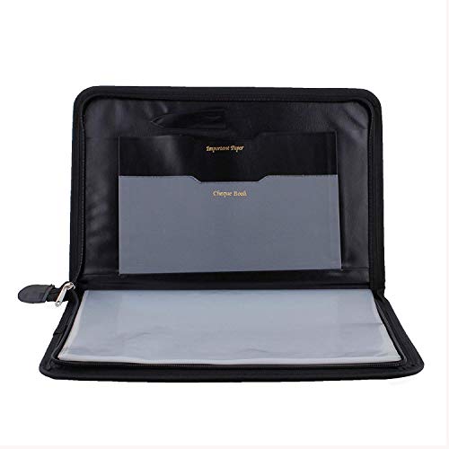 Eclet Size Document File Folder Certificates, Legal Paper Holder PU Leatherette Material Professional Waterproof Chain File Offi