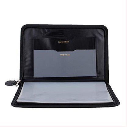Eclet Size Document File Folder Certificates, Legal Paper Holder PU Leatherette Material Professional Waterproof Chain File Offi