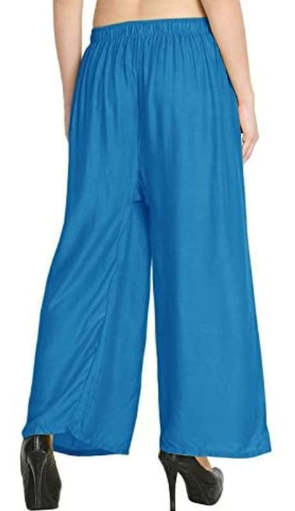 Fashion Gallery WomenS Rayon Relaxed Fit Palazzo Pants With Full Length Pull On Closure And Elasticated Flexible Waist|Palazzo