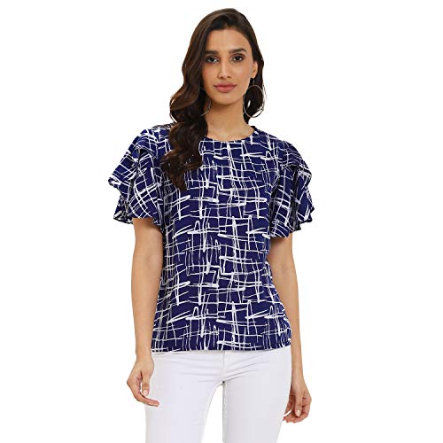 OOMPH! Womens Crepe Tunic Top - Azure Blue