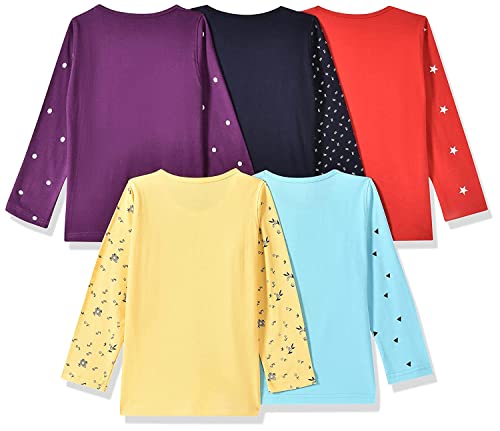 T2F Girls Cotton Printed Regular Fit Full Sleeve T-Shirt(Pack of 5)