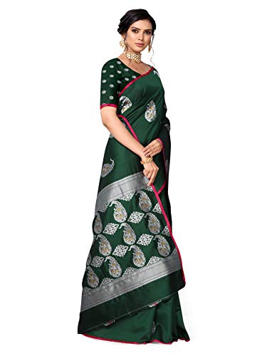 Yipsy Fashion Women'S Jacquard Silk Blend Saree (Sareezm_Green)