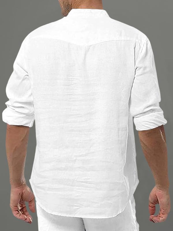 Royalscout MenS Cotton Polyester Blend Solid Regular Fit Full Sleeve Short Kurta | Ethnic, Lightweight Summer Kurta For Daily &