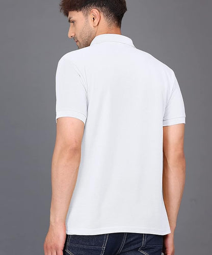 Baghadbillo MenS Regular Fit Solid Polo Half Sleeve T-Shirt White