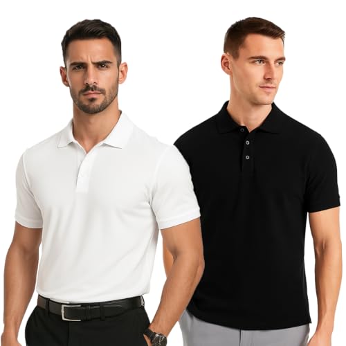 Nobero MenS Solid Regular Fit Polo Shirt (1M-Twpo-R0003_White / Black