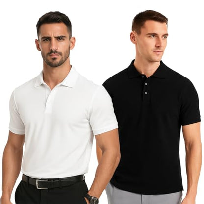 Nobero MenS Solid Regular Fit Polo Shirt (1M-Twpo-R0003_White / Black
