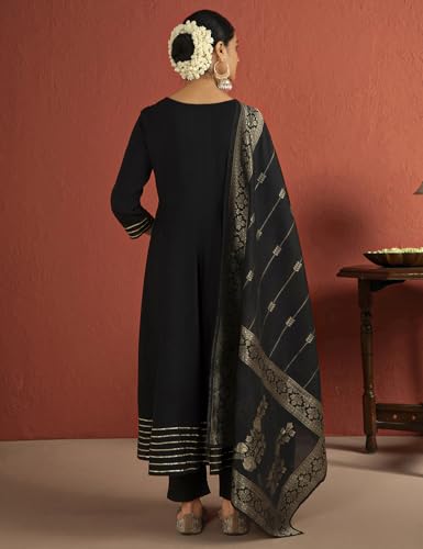 Kaari Rayon Staple Womens Kurta Set (KAAAW24WSKD-92031_Kohl Black