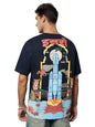 The Souled Store ISRO: Vintage Poster Men and Boys Short Sleeves Round Neck Navy Blue Graphic Printed Cotton Premium Heavy Gauge