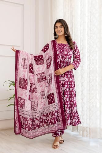 Shienzy Cotton Blend Square Neck Kurta Set With Dupatta For Women | Women Kurta Sets With Dupatta (1609-1610) (In, Alpha, M, Reg