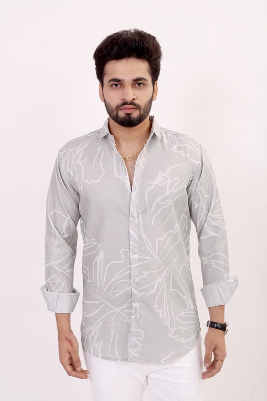 Brown Culture MenS Cotton Blend Abstract Print Shirt With Spread Collared Full Sleeves Standard Length And Button Down Closure