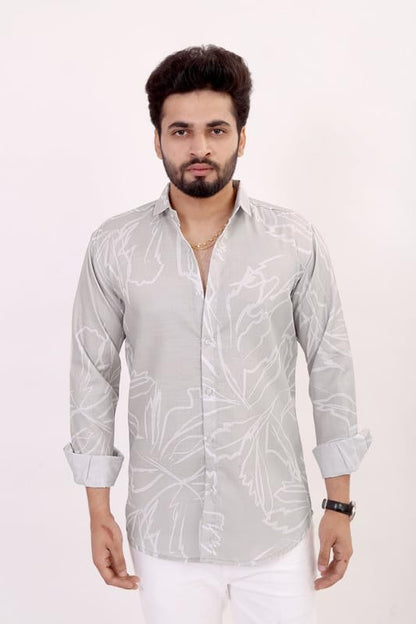 Brown Culture MenS Cotton Blend Abstract Print Shirt With Spread Collared Full Sleeves Standard Length And Button Down Closure